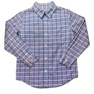 {EUC Janie & Jack Boys Blue & Pink Plaid Cotton Button Down Dress Shirt 4T}